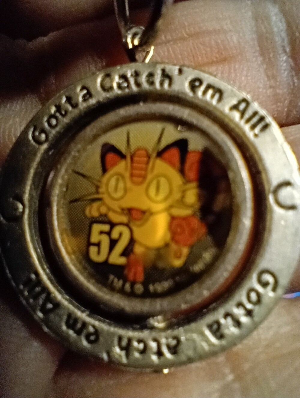Pokemon Meowth Cat Tag Pendant - Yellow & Black